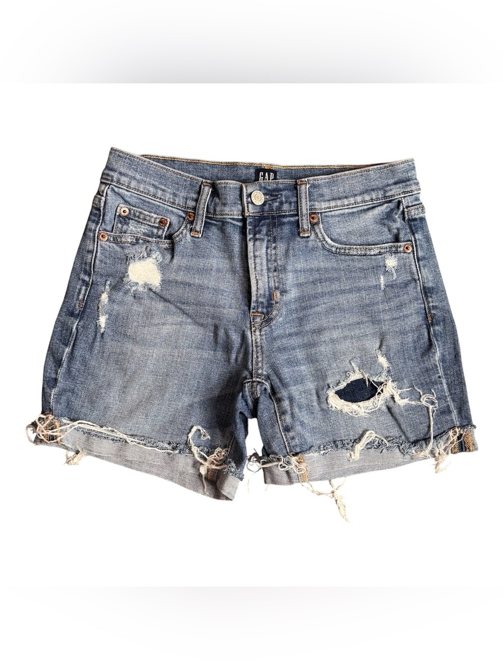 GAP Women's Blue Distressed High Rise Denim Shorts Size 25
